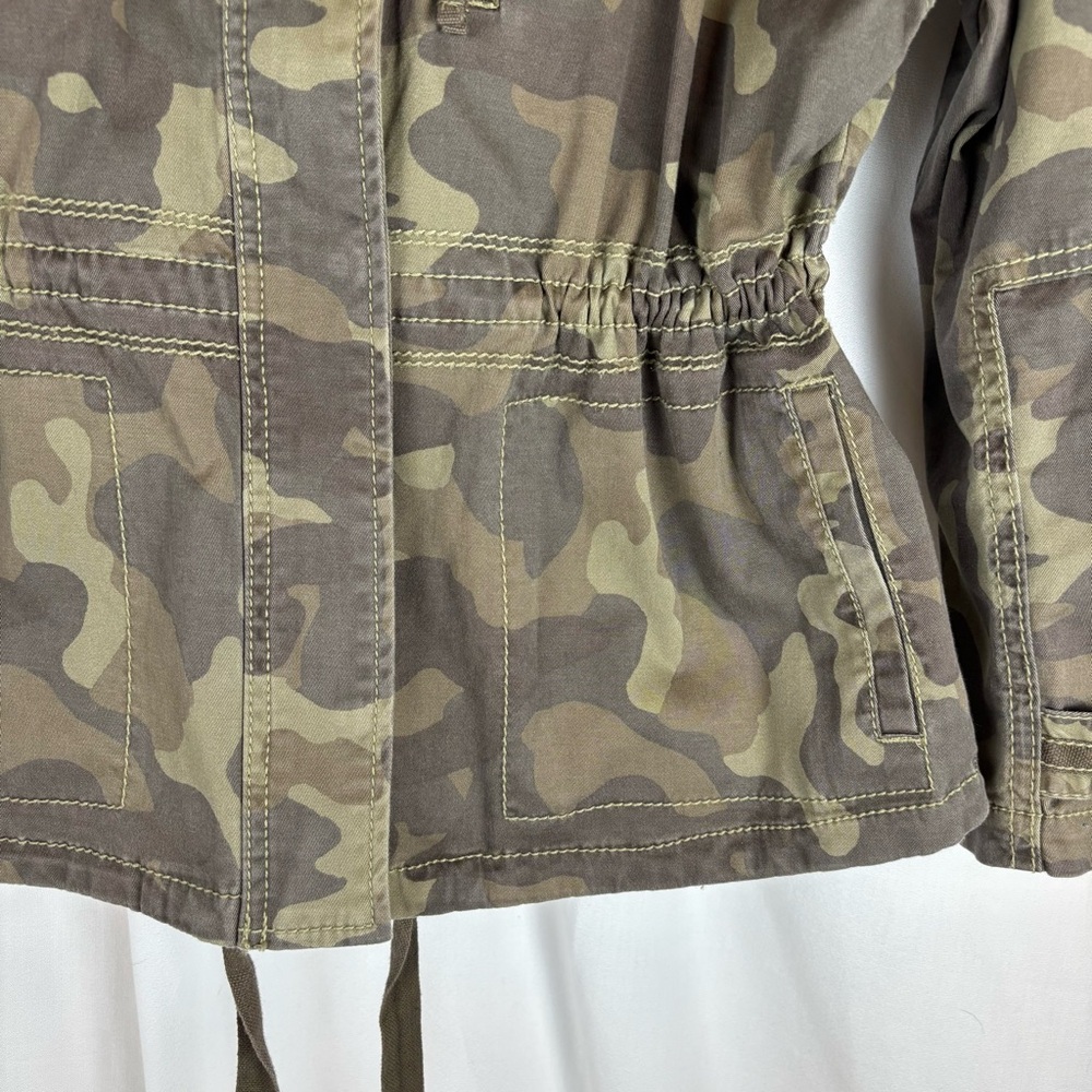 Marrakech Green‎ and Brown Camo Utility Jacket with Cinched Waist/Hip 4 Pocket - Picture 7 of 16
